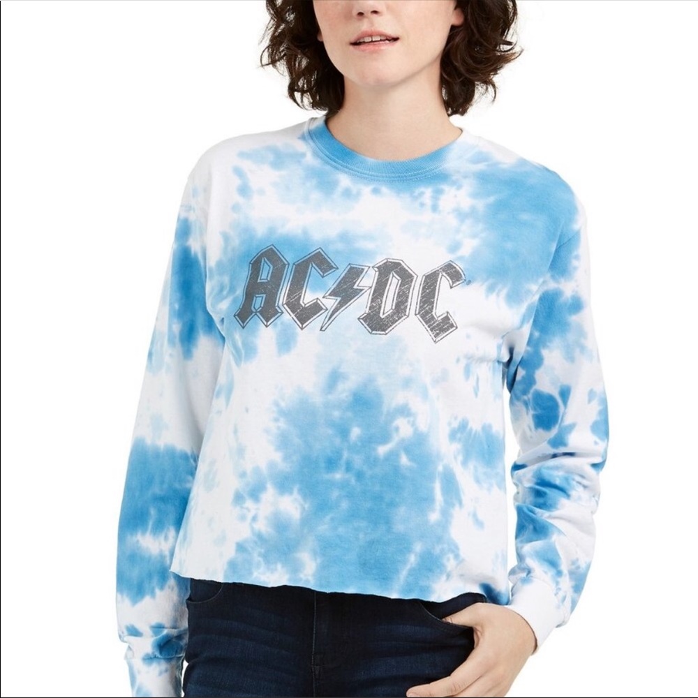 True Vintage Blue Tie Dye AC/DC Crewneck Shirt Top